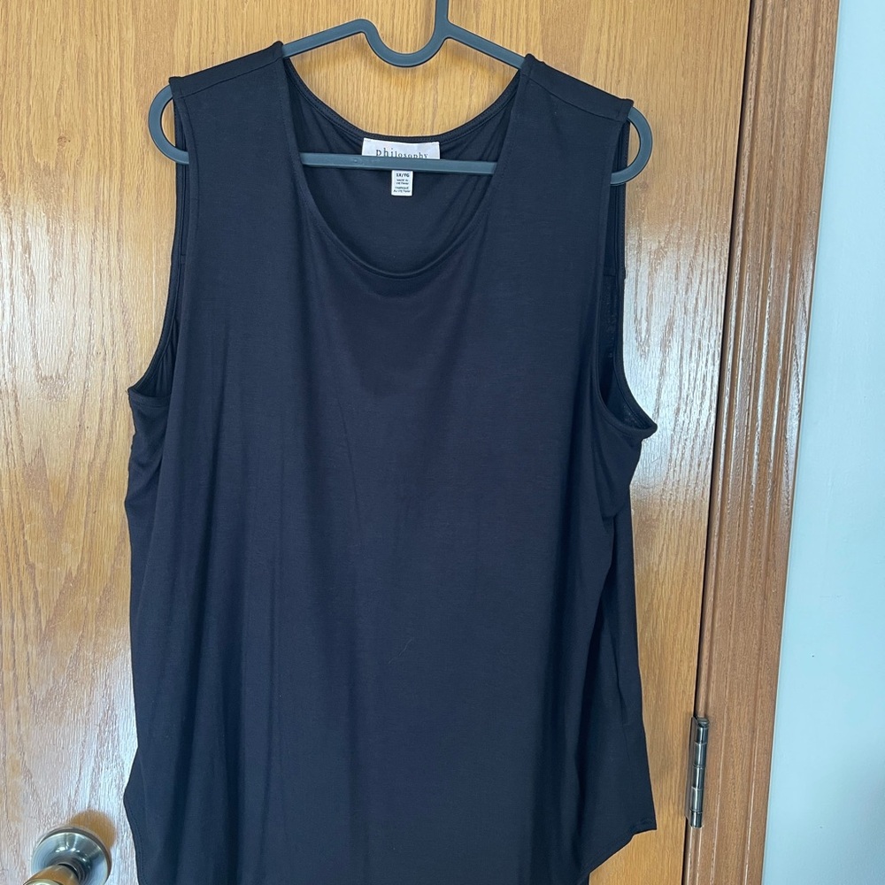 Philosophy Black Tank Top with Scoop Neckline